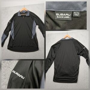 Subaru Black Label Quarter Zip Pullover Men's XL Black Gray Long Sleeve